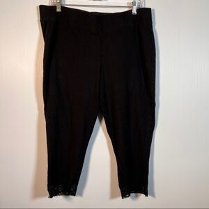 TORRID Black Leggings with lace hem. Size 3. Elastic Waist. 19” Waist, 12” Rise